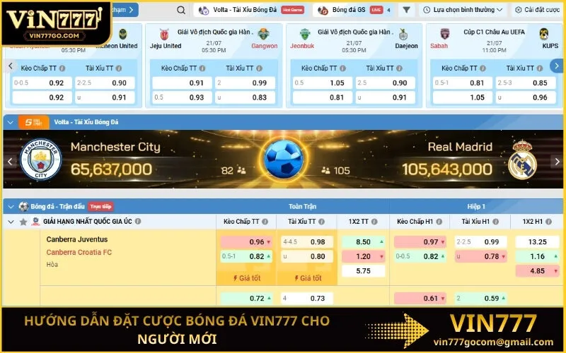 Hướng dẫn đặt cược bóng đá Vin777 cho người mới