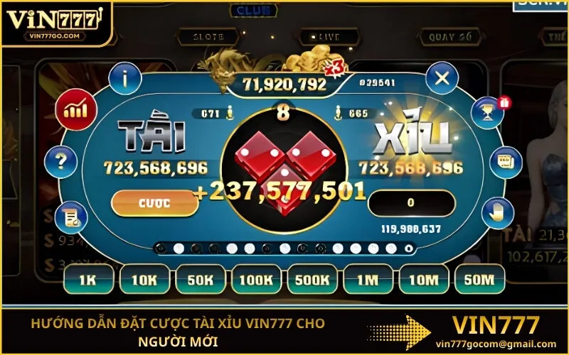 Hướng dẫn đặt cược tài xỉu Vin777 cho người mới