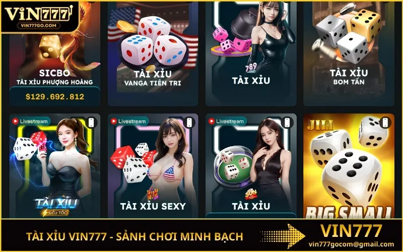 Tài xỉu Vin777 sảnh chơi minh bạch