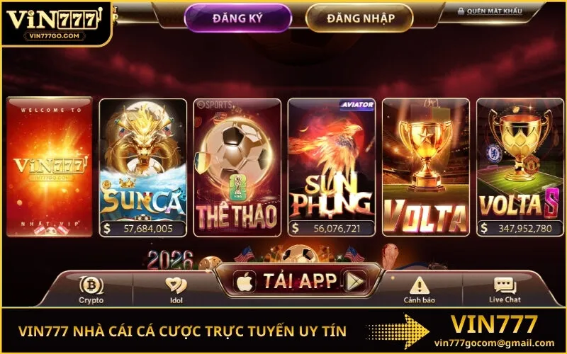 Vin777 nhà cái cá cược trực tuyến uy tín số 1 Việt Nam